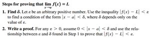 Steps for proving a limit using the epsilon-delta definition