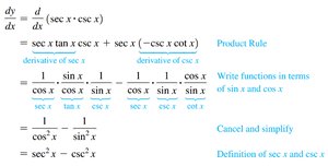 Derivative of sec x csc x using product rule