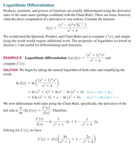 Logarithmic differentiation example