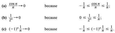 Examples of sequence limits using inequalities