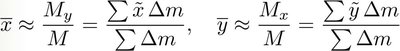 Approximate formulas for center of mass
