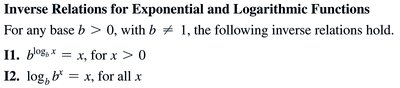 Inverse relations for exponential and logarithmic functions