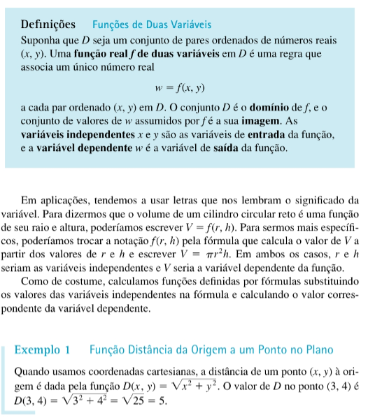 Exemplo de função de duas variáveis e cálculo da distância no plano