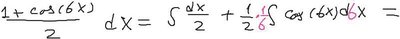Integral split using half-angle identity
