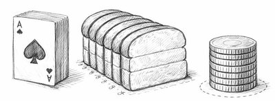 Examples of slicing: stack of cards, loaf of bread, stack of coins