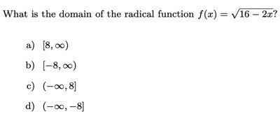 Domain question for radical function