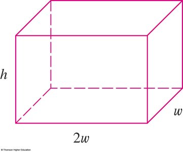 Rectangular box with dimensions labeled