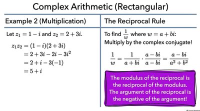 Multiplication of complex numbers and reciprocal rule