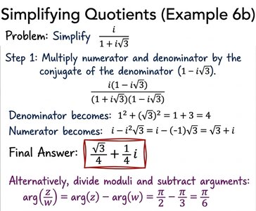 Worked example of simplifying a complex quotient