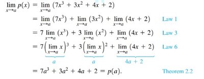 Step-by-step evaluation of the limit of a polynomial using limit laws