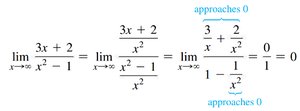 Limit calculation for rational function with denominator degree higher