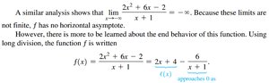 Limit calculation and slant asymptote for rational function