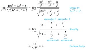 Limit calculation for rational function with radical denominator