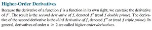 Higher-order derivatives explanation