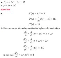 Examples of higher-order derivatives