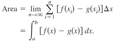 Integral formula for area between two curves