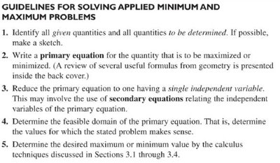 Guidelines for Solving Applied Minimum and Maximum Problems