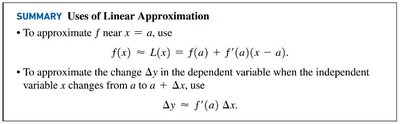 Summary of Uses of Linear Approximation