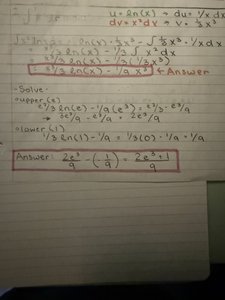 Integration by parts example with logarithmic function