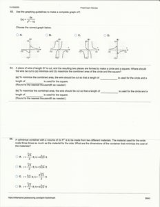 Exam page with calculus questions