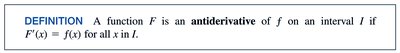 Definition of antiderivative