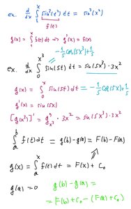 Handwritten examples of FTC and Net Change Theorem