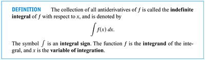 Definition of indefinite integral