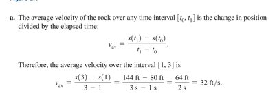 Calculation of average velocity over an interval