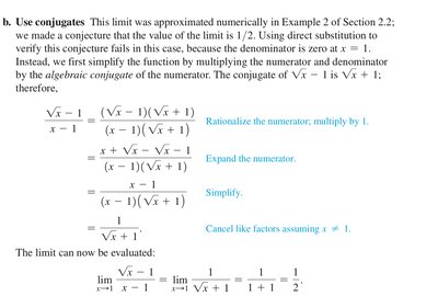 Example of using conjugates to evaluate a limit