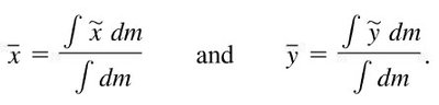 Integral formulas for center of mass