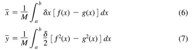 Integral formulas for center of mass of a region