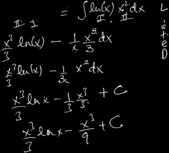 Example: integral of x^2 ln(x)