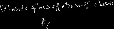 Final answer for e^{4x} cos(5x)