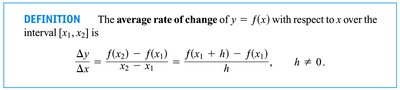 Definition of average rate of change