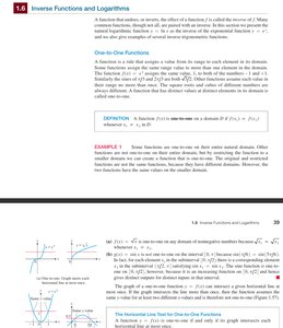 Graphs illustrating one-to-one and inverse functions