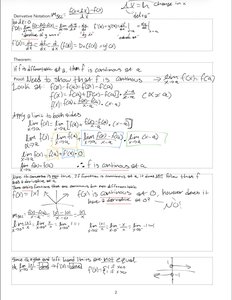 Graph illustrating differentiability and continuity