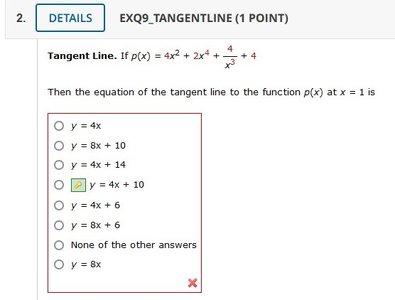 Tangent line multiple choice question