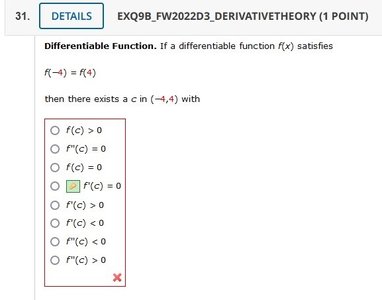 Third derivative multiple choice