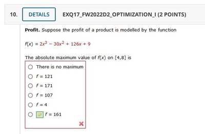 Absolute maximum value multiple choice