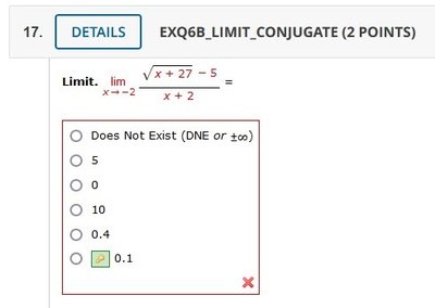 Limit with conjugate method multiple choice