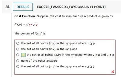 Domain of multivariable function multiple choice