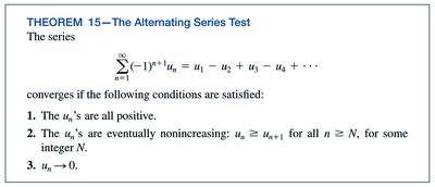 Theorem 15 - The Alternating Series Test