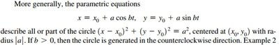 General parametric equations for a circle