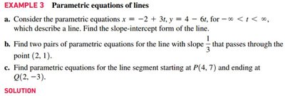 Summary: Parametric equations of a line