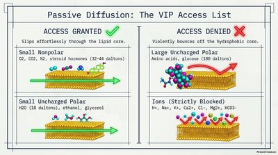 Passive diffusion: Access granted and denied