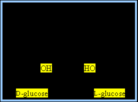 D- and L-glucose stereoisomers