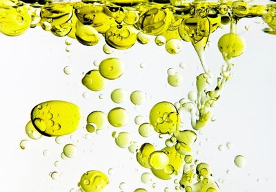 Oil droplets in water illustrating hydrophobicity