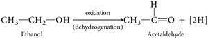 Dehydrogenation (oxidation) of ethanol to acetaldehyde
