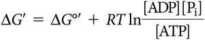 Equation for cellular free energy change