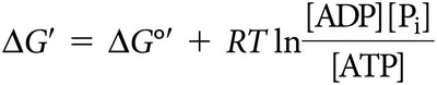 Equation for cellular free energy change